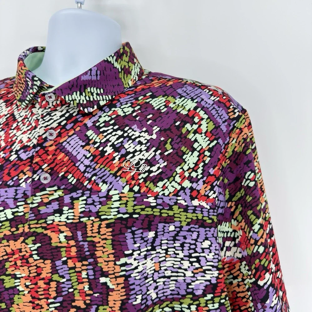 Good Good Golf Polo Men XL Multicolor Abstract Performance Stretch‎ Shirt